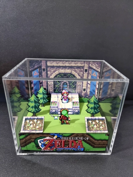 Zelda Ocarina of Time Cube Diorama - 3D Videogame -  Shadow Box - Miniature
