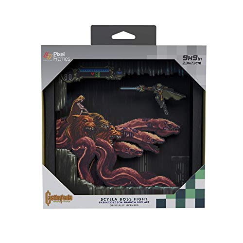Level Up Labs Pixel Frames: Castlevania Symphony of The Night - Scylla Boss Fight - 3D Shadow Box - Framed Decor for Wall, Home, Shelf Display