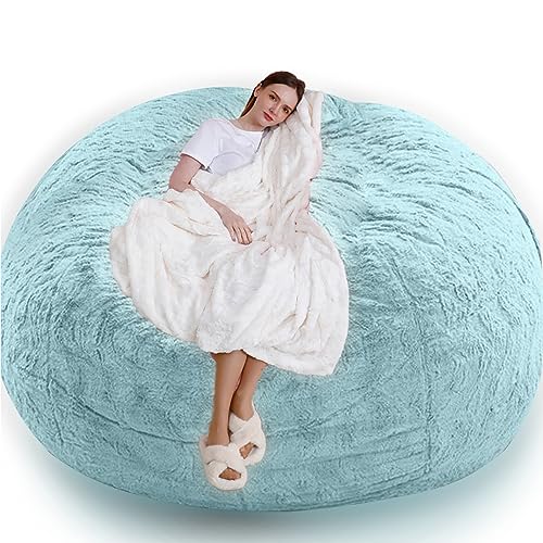 GXSDYYDS Sitzsack, Bean Bag, XXL-Sitzsäcke Flauschig kuschelig Sitzsack Stuhlbezug für Erwachsene（ohne Füllung） Waschbar 180 * 90cm Schwarz (7ft(180 * 90cm), Himmelblau), LK123456 - 7ft(180 * 90cm) - Himmelblau