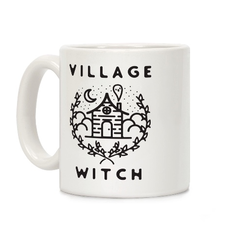 LookHUMAN Village Witch White 11 Ounce Ceramic Coffee Mug - 