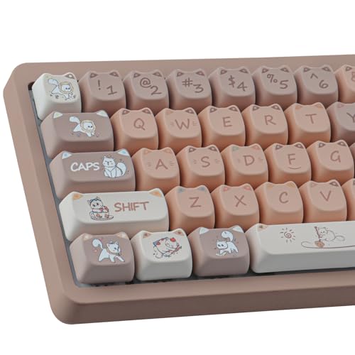 PBT Keycaps Cat Shape Keycaps 141 Keys Set Mao Profile Keycaps Dye-Sub Custom Keycaps for US Layout Cherry Gateron MX Swithes Mechanical Keyboards