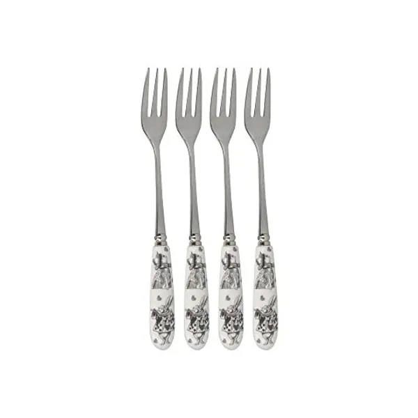 
                            V&A 5227081 Alice in Wonderland Stainless Steel Dessert / Pastry Forks with Decorative Porcelain Handles, 15.5 cm - White
                        