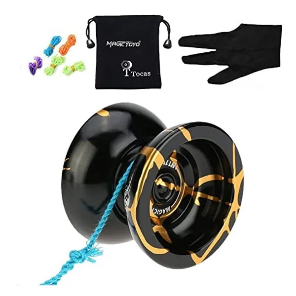 
                            MAGICYOYO Pro Unresponsive Yoyo N11 Advanced Yo-Yos Metal Yo-yo with Yo Yo Glove Bag 5 Strings Toy Gift for Kids Black& Golden
                        