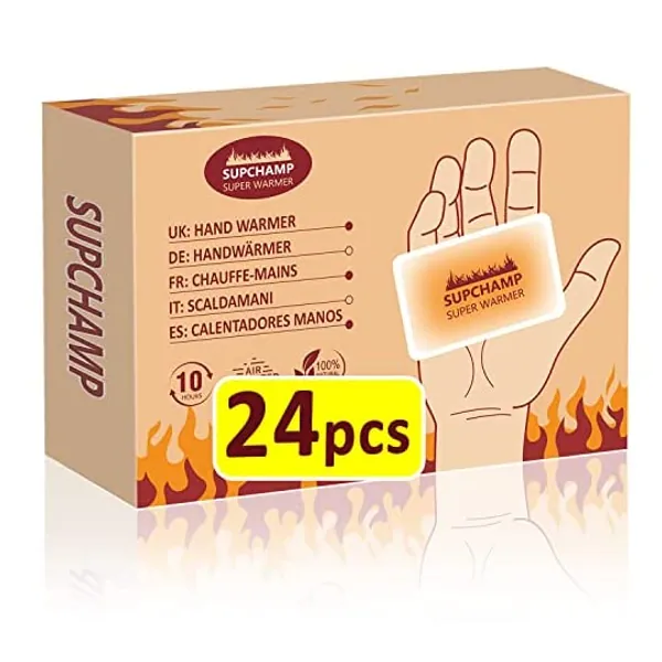 
                            Supchamp Hand Warmers - 12 or 24 PCS Disposable Pocket Hand Warmer - Handwarmers Up to 10 Hours of Heat - Hand Heat Pads
                        