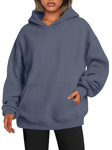EFAN Womens Hoodies Oversized Sweatshirts Pullover Fleece Sweaters Long Sleeve With Pockets Winter Fall Outfits Y2k Clothes - Small - Greyblue