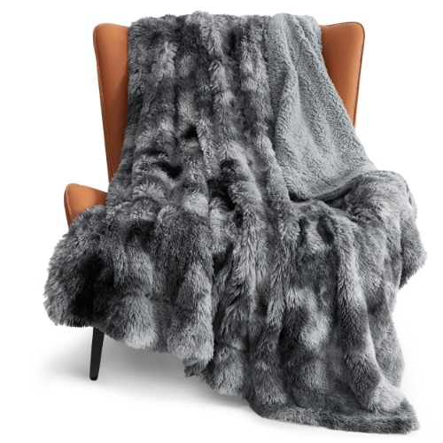 Bedsure Faux Fur Throw Blanket Tie Dye Grey – Fuzzy, Fluffy, and Shaggy Faux Fur, Soft and Thick Sherpa, Tie-dye Decorative Gift, Throw Blankets for Couch, Sofa, Bed, 50x60 Inches, 380 GSM - Tie Dye Grey 50"x60" Throw