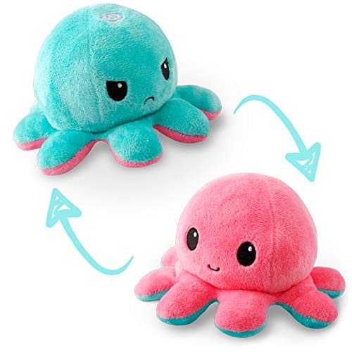 TeeTurtle | The Original Reversible Octopus Plushie | Patented Design | Light Pink and Light Blue | Show your mood without saying a word! - Light Pink and Light Blue