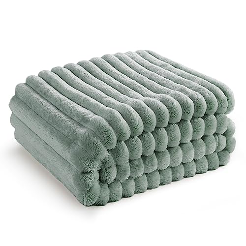 Bedsure Sage Green Fleece Twin Blanket for Couch - Super Soft Cozy Blankets for Women, Cute Small Blanket for Girls, 60x80 Inches - Green - Twin (60" x 80")