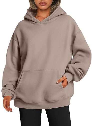 EFAN Womens Hoodies Oversized Sweatshirts Pullover Fleece Sweaters Long Sleeve With Pockets Winter Fall Outfits Y2k Clothes - Small - Coffeegrey