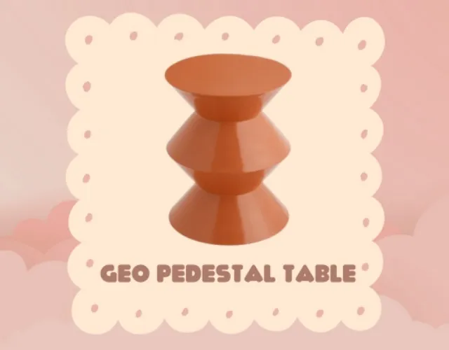 Tilton Round Geo Pedestal Outdoor Side Table