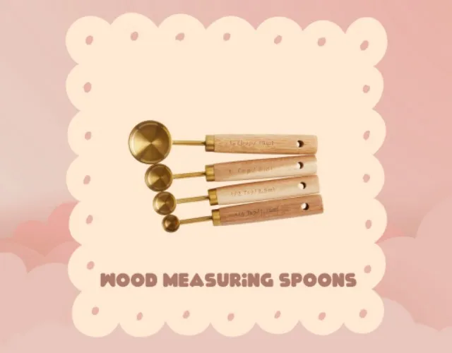 Gold Metal and Wood Nesting Measuring Spoons