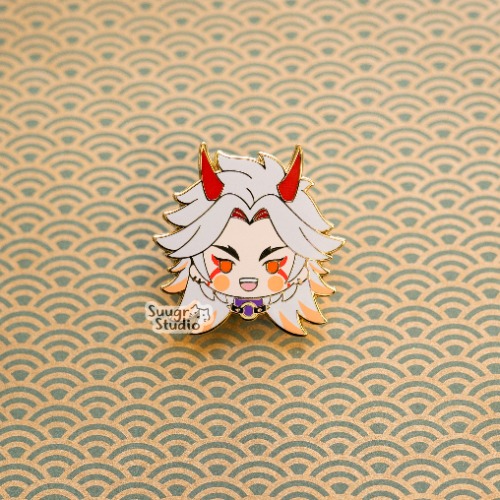 Genshin Impact Arataki Itto & Kujoh Sara Hard Enamel Pin - Itto / [A Grade] / Simple Rubber Back