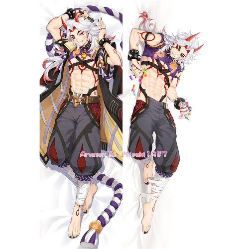 MISAKI1987 Genshin Impact Arataki Itto Anime Dakimakura Hugging Body Pillow Case Cover 150cm X 50cm Peach Skin