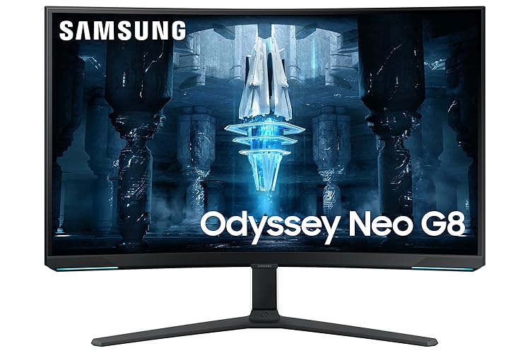 Samsung 32" Odyssey Neo G8 4K UHD 240Hz 1ms G-Sync Curved Gaming Monitor, Black & White - LS32BG852NNXGO - 32 Inch