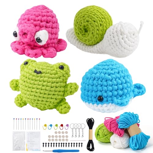 Beginners Crochet Kit with Beginner Yarn Crochet Kit for Beginners Crochet Animal Starter Kit Crocheting Knitting Kit with Step-by-Step Video Tutorials and Instructions DIY Craft