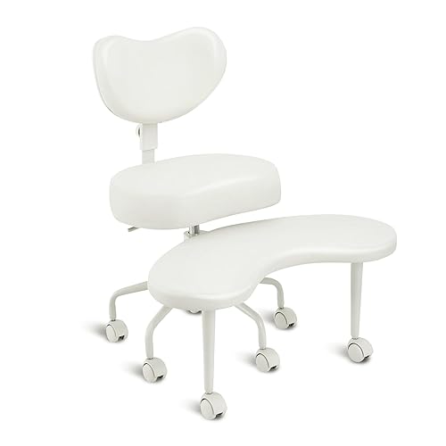Pipersong Meditation Chair PRO, Cross Legged Chair with Wheels, ADHD Chair, Criss Cross Desk Chair with Height Adjustable Backrest and Adjustable Stool, Flexible Design for Fidgety Sitters, Ivory - Ivory - 17.5" Seat+Height Adjustable Backrest