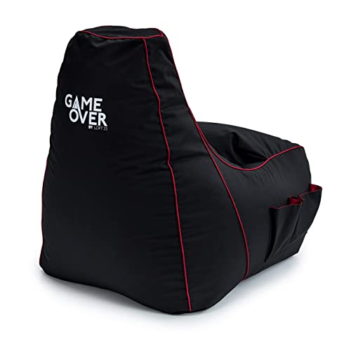 Game Over Video Spiele Sitzsack | Indoor Wohnzimmer | Seitentaschen für Controller | Headset Halter | Ergonomisches Design für die Gewidmet Gamer (Fire Rune) - Fire Rune