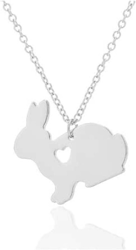 Easter Bunny Necklace for Girls/Women - Bunny Jewelry for Girls - Bunny Earrings - Rabbit Pendant Necklace - Easter Gifts for Girls - Easter Jewelry for Women - Hare Jewelry - Bunny Jewelry - Bunny Necklace for Women - Bunny Gifts for Women - Silver