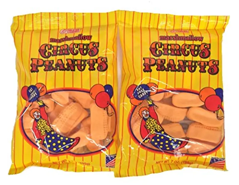 Melster Circus Peanuts Marshmallow Candy 2 Bags of 7 Oz Each.