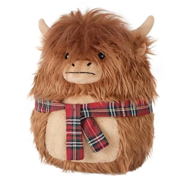 SuzziPals 14'' Highland Cow Stuffed Animals Plush Pillows, Scarf Scottish Highland Cattle Plushies, Soft Stuffed Cow Plush Toys for Cuddle & Squish, Highland Cow Decor Highland Cow Gifts for Kid Adult - Highland Cow