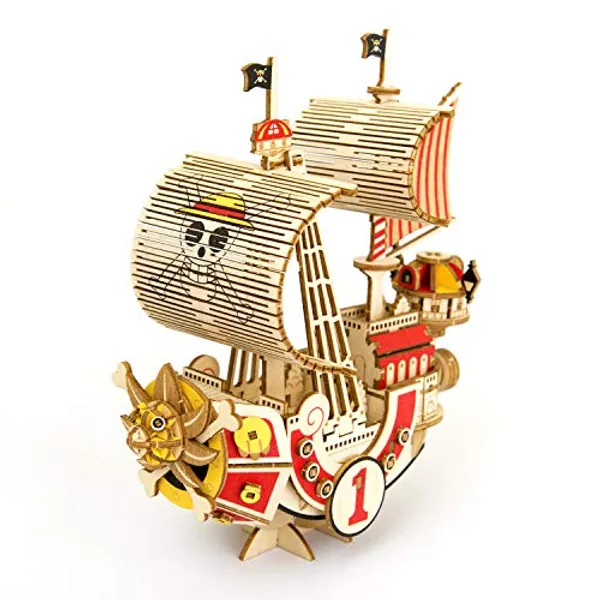 ki-gu-mi One Piece Thousand Sunny Ship Model - One Piece Model Kit Series - Japanese Miniature Wooden 3D Puzzle for Adults and Teens - Fun DIY Wood Craft Kits for Adults and Kids - Thousand Sunny