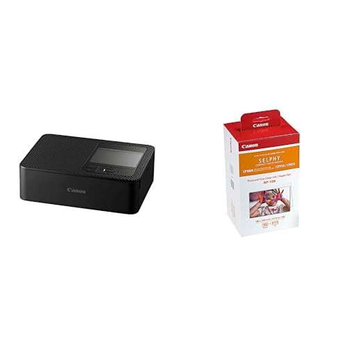 Canon SELPHY CP1500 Compact Photo Printer with RP-108 Color Ink and Paper Set, Portable Photo Printer, Instant Photo Printer, Mobile Friendly, AirPrint, Black - Black - Printer + 2 Paper Pack Bundle