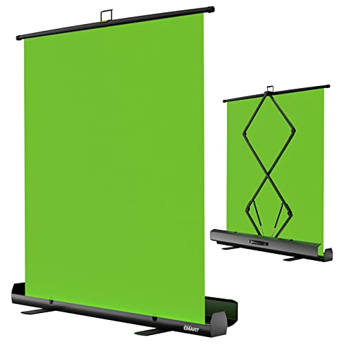 Upgrate EMART Green Screen, 61 x 72in Collapsible Chroma Key Panel for Background Removal, Portable Retractable Wrinkle Resistant Chromakey Green Backdrop with Auto-Locking Frame, Aluminum Hard Case - Collapsible Green Screen
