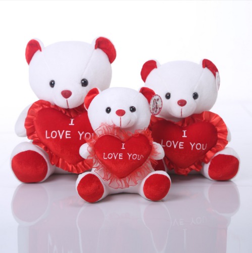 25cm  Valentine Teddy Bear - White / 25cm