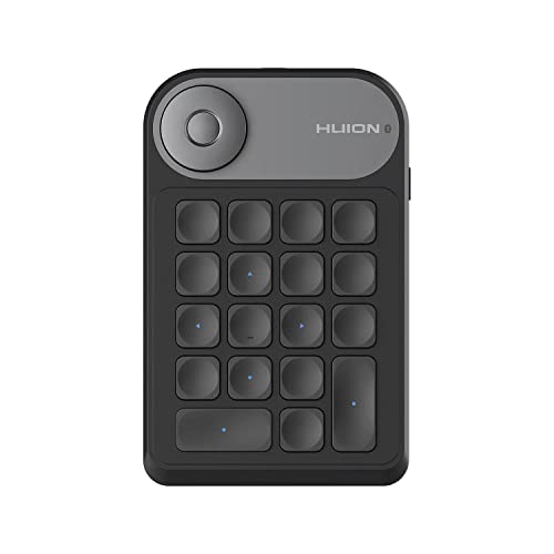 Huion INSPIROY Keydial Mini Wireless 18 Keys Keyboard,Bluetooth Programmable Keypad for Drawing Tablet, PC, MacBook, iPad, Surface Pro, Samsung Tablet, Upgraded Version of Huion Mini Keydial KD100