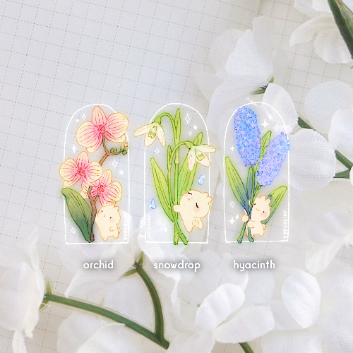 Flower Bun Clear Vinyl Stickers *NEW DESIGNS* | Hyacinth *NEW*