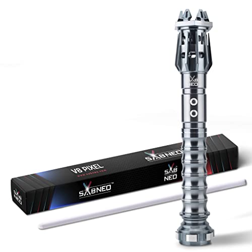 SABNEO Light Saber V8 Pixel - Dueling Light Sabers Neo - Changeable Colors, Light Effects and Sounds (Metal Gray) - Metal Gray