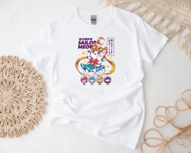Sailor Moon Graphic Tee Sailor Meow Cats Moon Princess | Etsy Canada