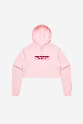 Get Fucked Box Logo Cropped Hoodie - Pink | S