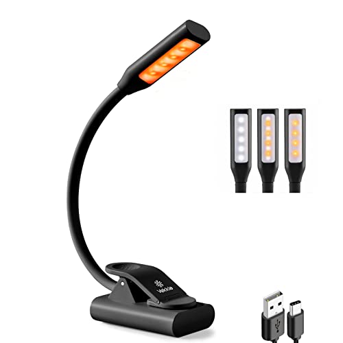 Vekkia Rechargeable Book-Light with USB-C, 3 Colortemperature × 3 Brightness, Reading Lights for Reading in Bed,Up to 75 Hours Lighting, Great for Readers & Travel (Black) - Black