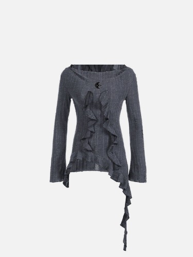 NEV Irregular Hem Knit Hodoie | Grey / M