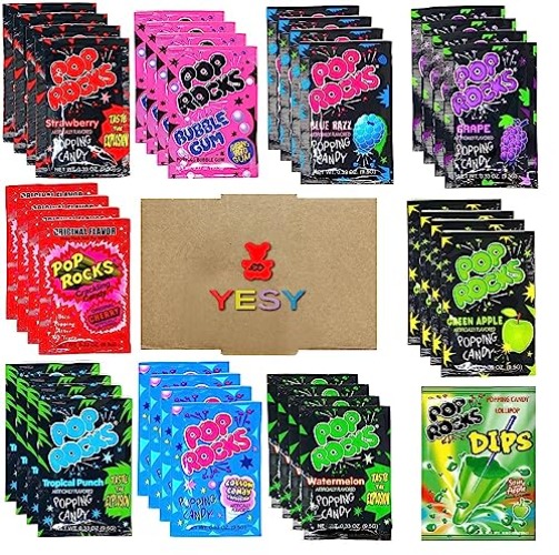 Pop Rocks Crackling Candy Variety Pack Classic Popping Candy Bulk - Pop Rocks Candy, Pop Rocks Bulk Candy, TEN Different Flavors Bulk Pop Rocks Popping Candy (37 Count)