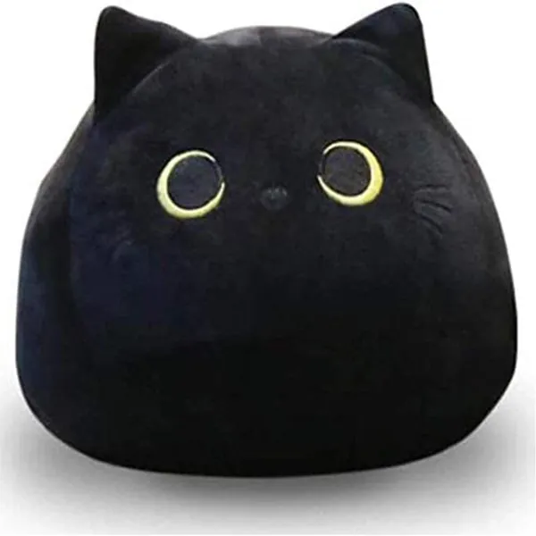 UEncounter Black Cat Stuffed Animal Plush Toy Creative Cat Shape Soft Pillow Pillow Toys Gifts Cute Stuffed Animal Dolls for Girlfriend Kids Baby Girls, 55cm/21.7in - 55cm/21.7in