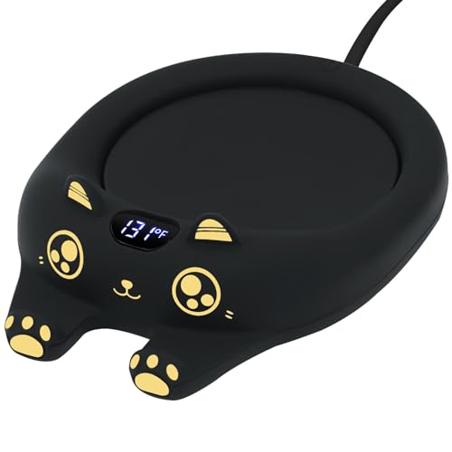 PUSEE Mug Warmer,Coffee Warmer for Desk Coffee Cup Auto Shut Off,Smart Candle with 3 Temp Settings,Electric Beverage Plate Coffee,Cocoa,Tea,Water and Milk (Not Include Cup),Adorable Black - Adorable Black