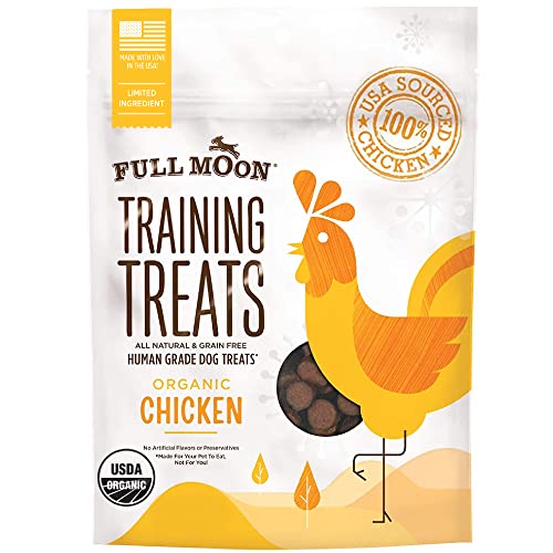 Full Moon USDA Organic Chicken Training Treats Healthy All Natural Dog Treats Human Grade 175 Treats 6 Ounce (Pack of 1)