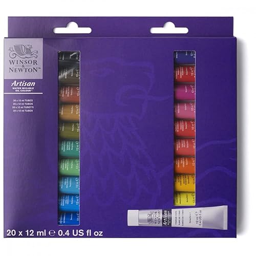 Winsor & Newton Artisan Water Mixable Oil Color Paint, 0.4-oz (12xml) Tubes, Set of 20 - Tube Set 20 x 0.4-oz