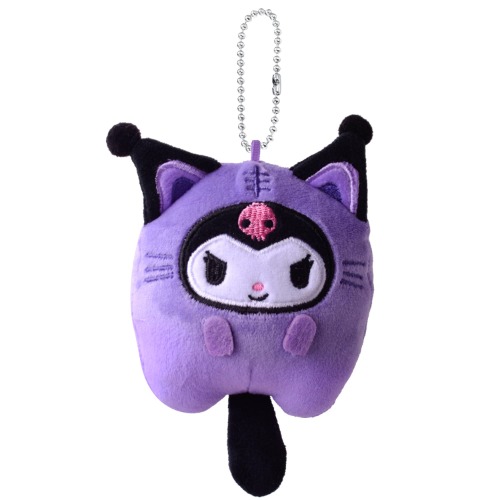 Kuromi Plush Keychain Sanrio theme Doll Keyring Stuffed Key Pendant Charm Cross-dressing for Handbag Backpack Car Decor Graduation Party Favor, Purple, 10cm