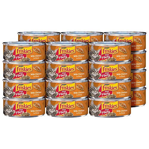Purina Friskies Gravy Wet Cat Food, Prime Filets With Chicken - 5.5 oz. Can - Chicken - 5.5 Ounce (Pack of 24) - Standard Packaging