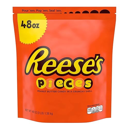 REESE'S PIECES Peanut Butter in a Crunchy Shell, Candy Bulk Bag, 48 oz - Peanut Butter - 48 Ounce (Pack of 1)