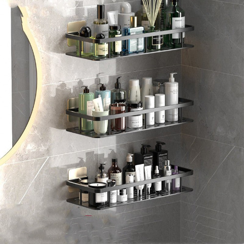 Bathroom Shelves (No-Drill) - Black / Triple Pack