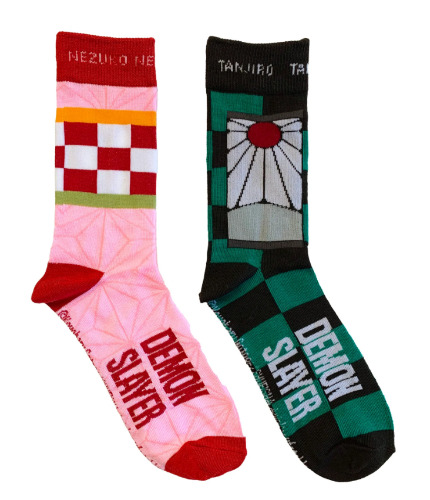 Demon Slayer Tanjiro and Nezuko Themed 2-Pack Crew Socks