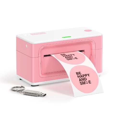 MUNBYN Pink Shipping Label Printer, [Upgraded 2.0] USB Label Printer Maker for Shipping Packages Labels 4x6 Thermal Printer for Home Business, Compatible with Amazon, Etsy, Ebay, Shopify, FedEx - Pink
