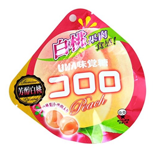 (Pack of 6) Japanese UHA Kororo Gummy Candy - Peach Flavor 40g