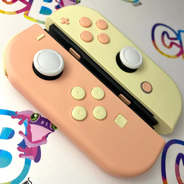 CB Customs Gaming, Custom Mandys Pink & Light Cream Nintendo Switch Joycons, Customized Joy-Con Controllers, OLED Joy-Cons