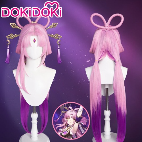 【Ready For Ship】DokiDoki Game Honkai: Star Rail Cosplay Fu Xuan Wig Fuxuan Long Straight Pink& Purple | Wig Only