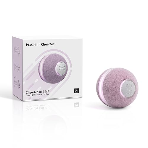 Cheerble [3 Interactive Modes] Interactive Cat Toy,Self Moving Bouncing Rotating Cat Ball,Smart Cat Ball with LED Lights and Bell,USB Rechargeable for Indoor Cats Kitten (Purple) - Purple